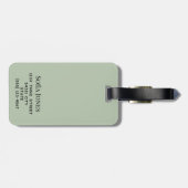 Étiquette À Bagage Monogramme vert de Sage moderne personnalisé nouve (Dos horizontal)
