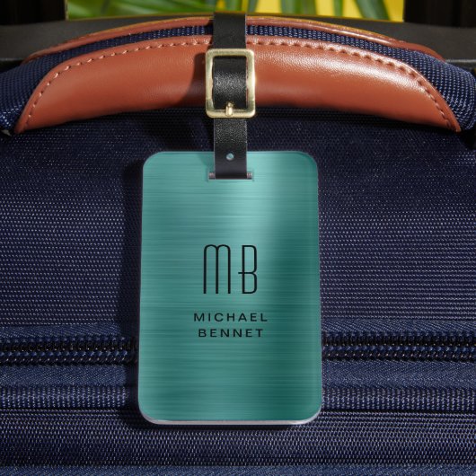 Étiquette À Bagage Monogramme vert émeraude moderne (Insitu Rectoal 2)