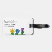 Étiquette À Bagage Monogramme vert floral jaune bleu violet (Dos horizontal)