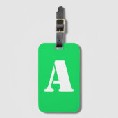 Étiquette À Bagage Monogramme vert florescent (Devant Vertical)