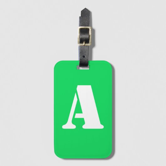 Étiquette À Bagage Monogramme vert florescent (Devant Vertical)
