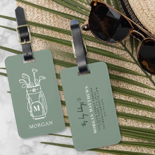 Étiquette À Bagage Monogramme Vert Golf