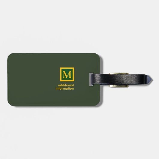 Étiquette À Bagage monogramme vert/jaune pour voyageur (Dos horizontal)