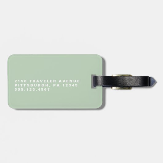 Étiquette À Bagage Monogramme vert mignon (Dos horizontal)