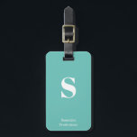 Étiquette À Bagage Monogramme vert Mint Turquoise Élégante Machine à<br><div class="desc">Monogramme vert Mint Turquoise moderne Élégante étiquette à bagages machine à écrire pour vos voyages et vacances,  customisez ce sac élégant l'étiqueter avec votre propre monogramme initial et nom.</div>