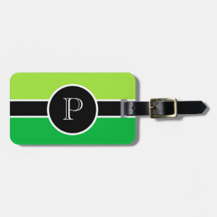 Étiquette À Bagage Monogramme vert nature Initiale moderne Voyage chi