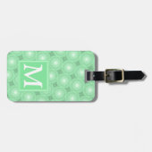 Étiquette À Bagage Monogramme vert ressort cercles motif (Devant horizontal)