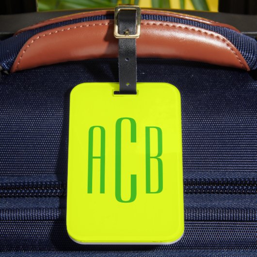 Étiquette À Bagage Monogramme vertical à trois lettres de citron vert (Insitu Rectoal 2)