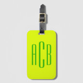 Étiquette À Bagage Monogramme vertical à trois lettres de citron vert (Devant Vertical)