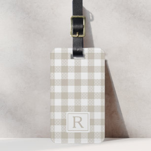 Étiquette À Bagage Monogramme Vichy Beige Maison de Campagne