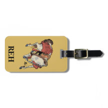 Monogramme Vintage Cheval Japonais sur Fond Jaune
