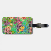 Étiquette À Bagage monogramme vintage vert fleuri motif (Dos horizontal)