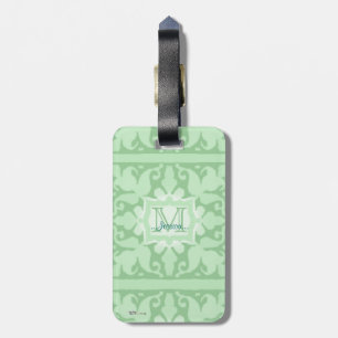 Étiquette À Bagage Monogramme vintage (vert menthe)