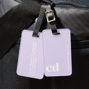 Étiquette À Bagage Monogramme violet clair Fille