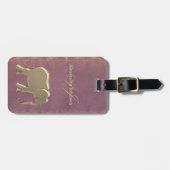 Étiquette À Bagage Monogramme violet et or (Devant horizontal)