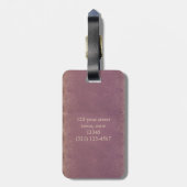 Étiquette À Bagage Monogramme violet et or (Dos Vertical)