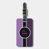 Étiquette À Bagage Monogramme violet Premier sac de voyage moderne (Devant Vertical)