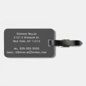 Étiquette À Bagage Monogramme volumineux noir et blanc moderne simple (Dos horizontal)