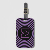 Étiquette À Bagage Monogramme vortex spirale violet cool (Devant Vertical)