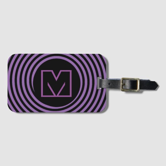 Étiquette À Bagage Monogramme vortex spirale violet cool (Devant Horizontal)