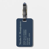 Étiquette À Bagage Monogramme Voyage Blue Grey Espadon Poissons (Dos Vertical)