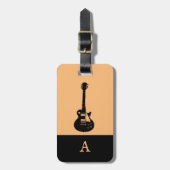 Étiquette À Bagage Monogramme Voyage Musique basse électrique Guitare (Devant Vertical)