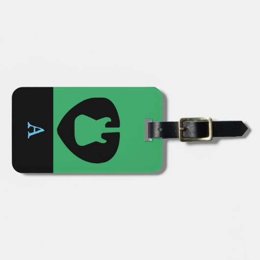 Étiquette À Bagage Monogramme Voyage Musique basse électrique Guitare (Devant horizontal)