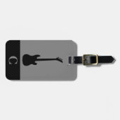 Étiquette À Bagage Monogramme Voyage Musique basse électrique Guitare (Devant horizontal)