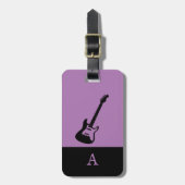 Étiquette À Bagage Monogramme Voyage Musique basse électrique Guitare (Devant Vertical)