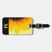 Étiquette À Bagage Monogramme Voyage Sunflower jaune sur Jaune (Devant horizontal)