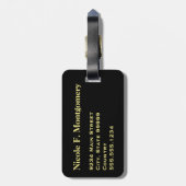 Étiquette À Bagage Monogramme Voyage Sunflower jaune sur Jaune (Dos Vertical)