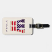 Étiquette À Bagage Monogramme W drapeau USA moderne (Devant horizontal)