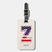 Étiquette À Bagage Monogramme Z Drapeau USA Moderne (Devant Vertical)