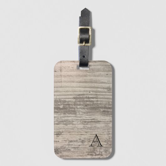 Étiquette À Bagage Monogramme Zen Wood Grain Design Black Brown rayur (Devant Vertical)