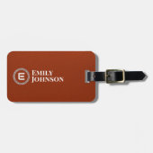 Étiquette À Bagage Monogrammed Chic Leather Modern Name (Devant horizontal)