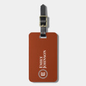 Étiquette À Bagage Monogrammed Chic Leather Modern Name (Devant Vertical)