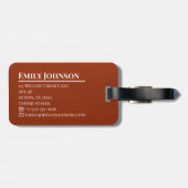 Étiquette À Bagage Monogrammed Chic Leather Modern Name (Dos horizontal)