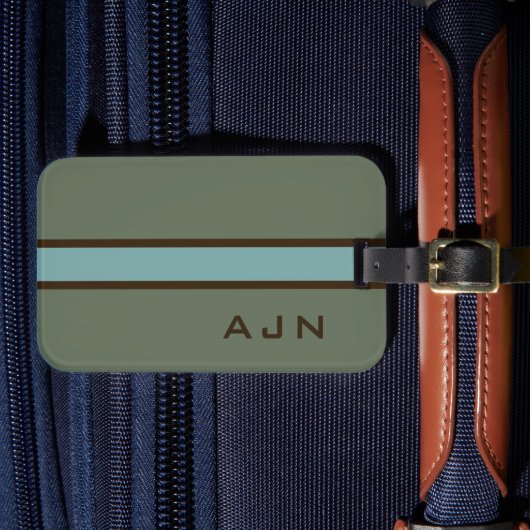 Étiquette À Bagage Monogrammed Dusty Green Luggage Tag (Insitu Rectoal 4)