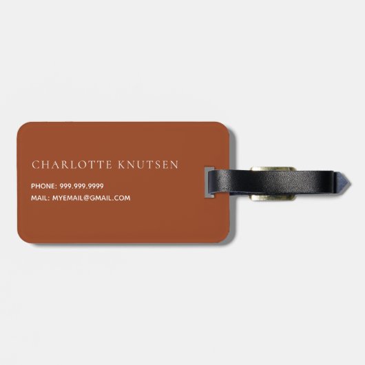 Étiquette À Bagage Monogrammed orange brûlé (Dos horizontal)