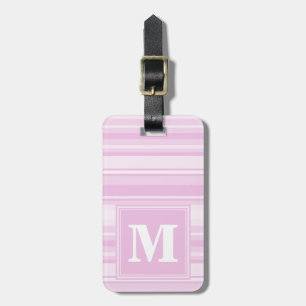 Étiquette À Bagage Monogrammes à rayures roses pour bébé