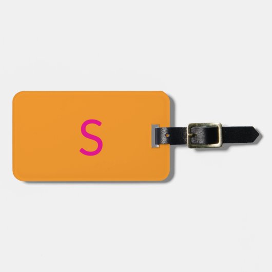Étiquette À Bagage Monogrammes Citrouille Orange Hot rose Fall Cadeau (Devant horizontal)