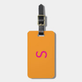 Étiquette À Bagage Monogrammes Citrouille Orange Hot rose Fall Cadeau (Devant Vertical)