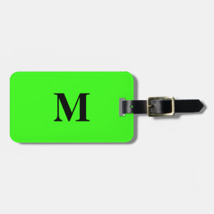 Étiquette À Bagage Monogrammes fluorescents couleur vert néon Nom