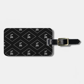 Étiquette À Bagage Monogrammes Initiales Motif Géométrique Noir