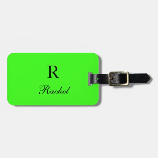 Étiquette À Bagage Monogrammes Initiales Nom Modèles Neon Green Moder (Devant horizontal)