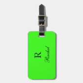 Étiquette À Bagage Monogrammes Initiales Nom Modèles Neon Green Moder (Devant Vertical)