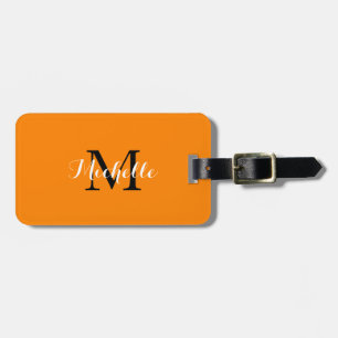 Étiquette À Bagage Monogrammes Nom Orange Custom Cadeau Favoriser Cut