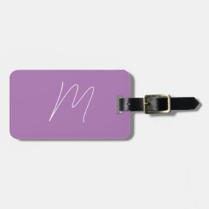 Étiquette À Bagage Monogrammes Nom personnalisé Script Purple Lavende