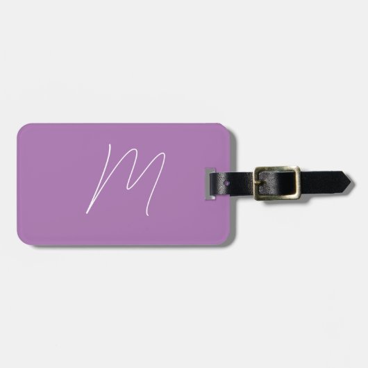 Étiquette À Bagage Monogrammes Nom personnalisé Script Purple Lavende (Devant horizontal)
