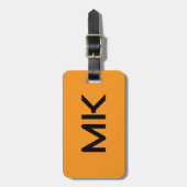 Étiquette À Bagage Monogrammes Orange Noir Initiales Nom Cadeau Favor (Devant Vertical)